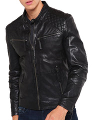 Men Lambskin Genuine Leather Jacket MJ444 freeshipping - SkinOutfit