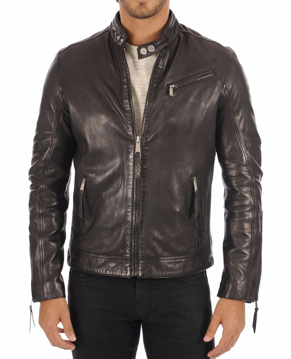 Men Lambskin Genuine Leather Jacket MJ 44 SkinOutfit