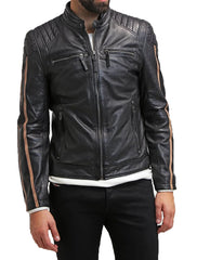 Men Lambskin Genuine Leather Jacket MJ450 freeshipping - SkinOutfit