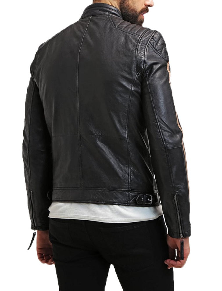 Men Lambskin Genuine Leather Jacket MJ450 freeshipping - SkinOutfit