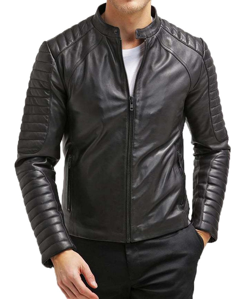 Men Lambskin Genuine Leather Jacket MJ455 freeshipping - SkinOutfit
