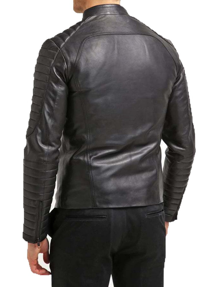 Men Lambskin Genuine Leather Jacket MJ455 freeshipping - SkinOutfit