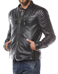 Men Lambskin Genuine Leather Jacket MJ457 freeshipping - SkinOutfit