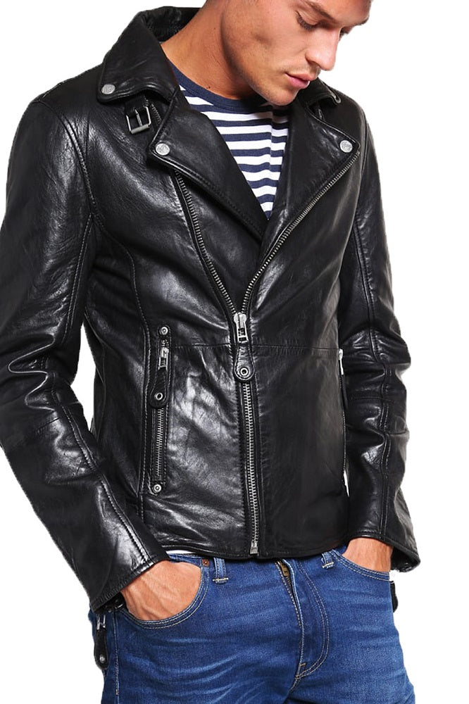 Men Lambskin Genuine Leather Jacket MJ458 freeshipping - SkinOutfit