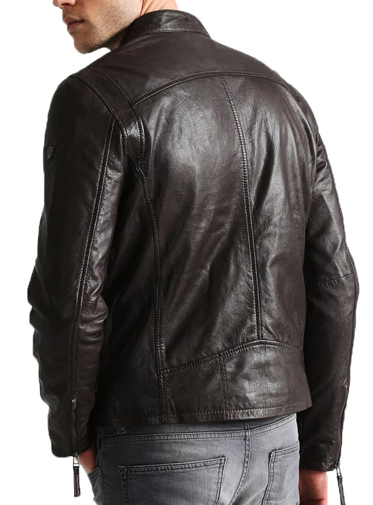 Men Lambskin Genuine Leather Jacket MJ459 freeshipping - SkinOutfit