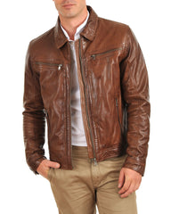 Men Lambskin Genuine Leather Jacket MJ 45 SkinOutfit