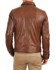 Men Lambskin Genuine Leather Jacket MJ 45 SkinOutfit