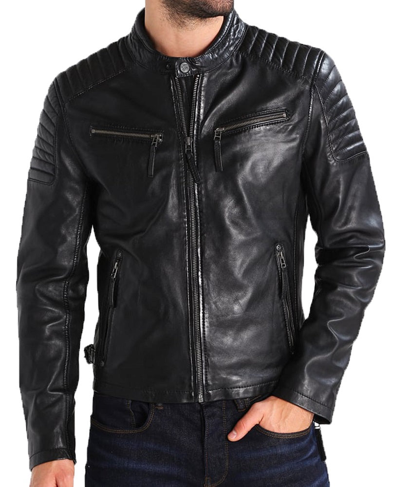 Men Lambskin Genuine Leather Jacket MJ460 freeshipping - SkinOutfit