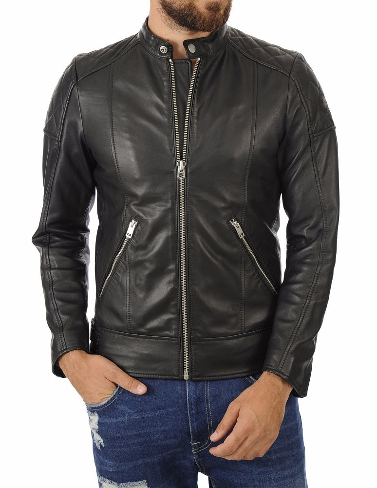 Men Lambskin Genuine Leather Jacket MJ469 freeshipping - SkinOutfit