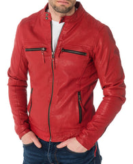 Men Lambskin Genuine Leather Jacket MJ 46 freeshipping - SkinOutfit