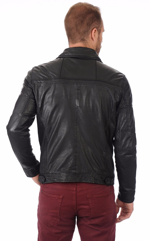 Men Genuine Leather Jacket MJ 46 freeshipping - SkinOutfit
