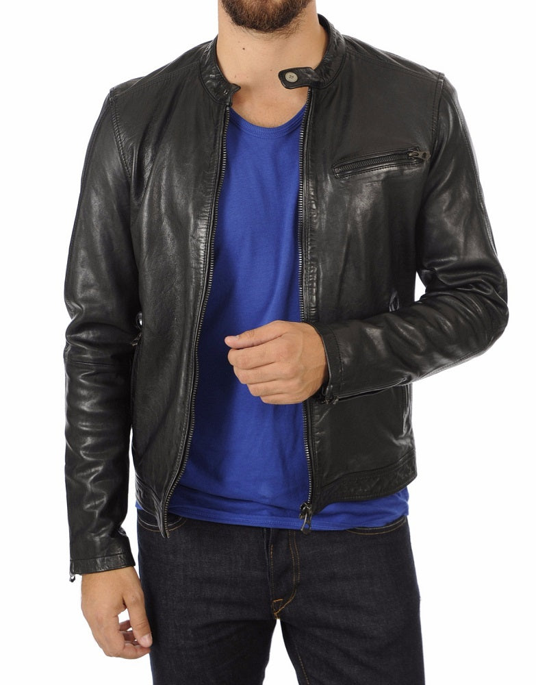 Men Lambskin Genuine Leather Jacket MJ471 freeshipping - SkinOutfit