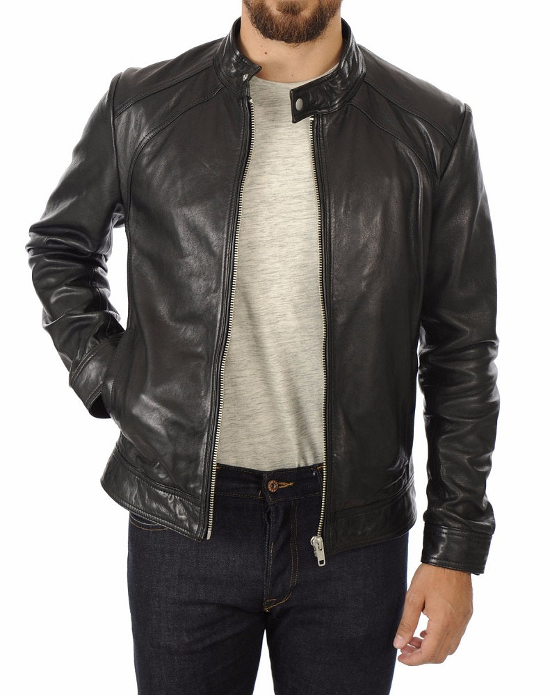 Men Lambskin Genuine Leather Jacket MJ472 freeshipping - SkinOutfit