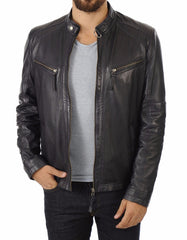 Men Lambskin Genuine Leather Jacket MJ475 freeshipping - SkinOutfit