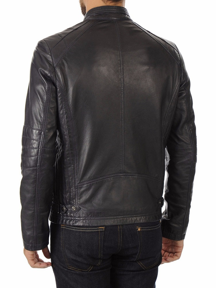 Men Lambskin Genuine Leather Jacket MJ475 freeshipping - SkinOutfit