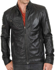 Men Lambskin Genuine Leather Jacket MJ 47 freeshipping - SkinOutfit