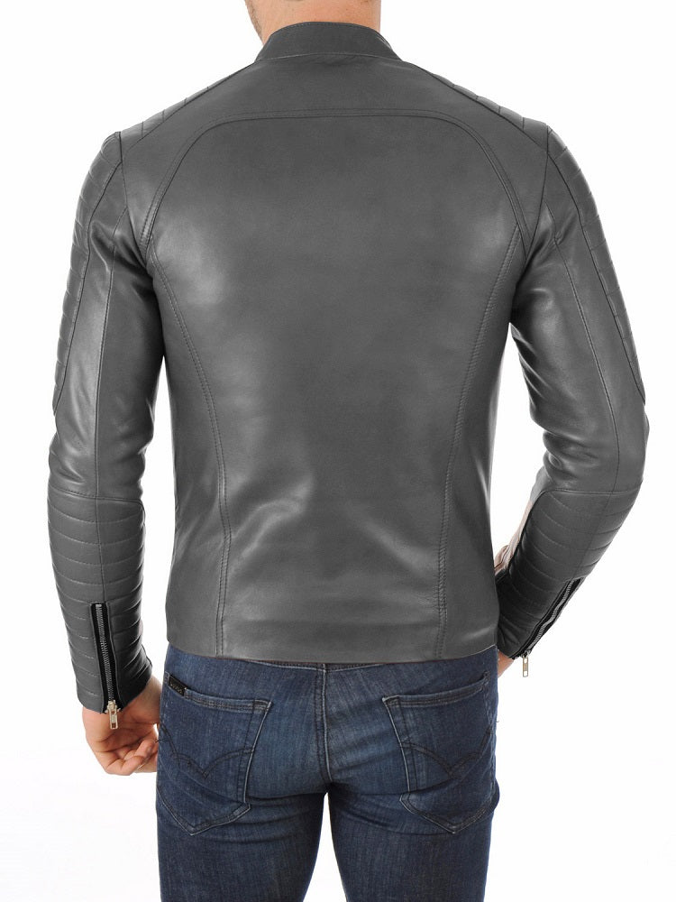 Men Lambskin Genuine Leather Jacket MJ480 freeshipping - SkinOutfit
