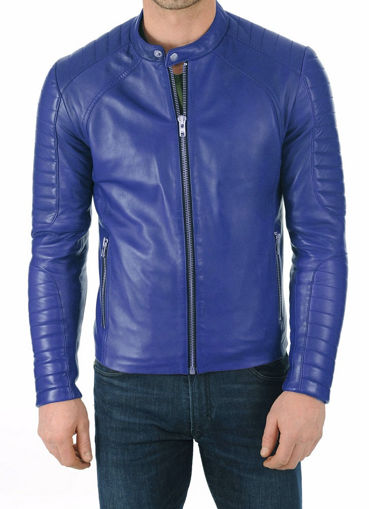 Men Lambskin Genuine Leather Jacket MJ483 freeshipping - SkinOutfit