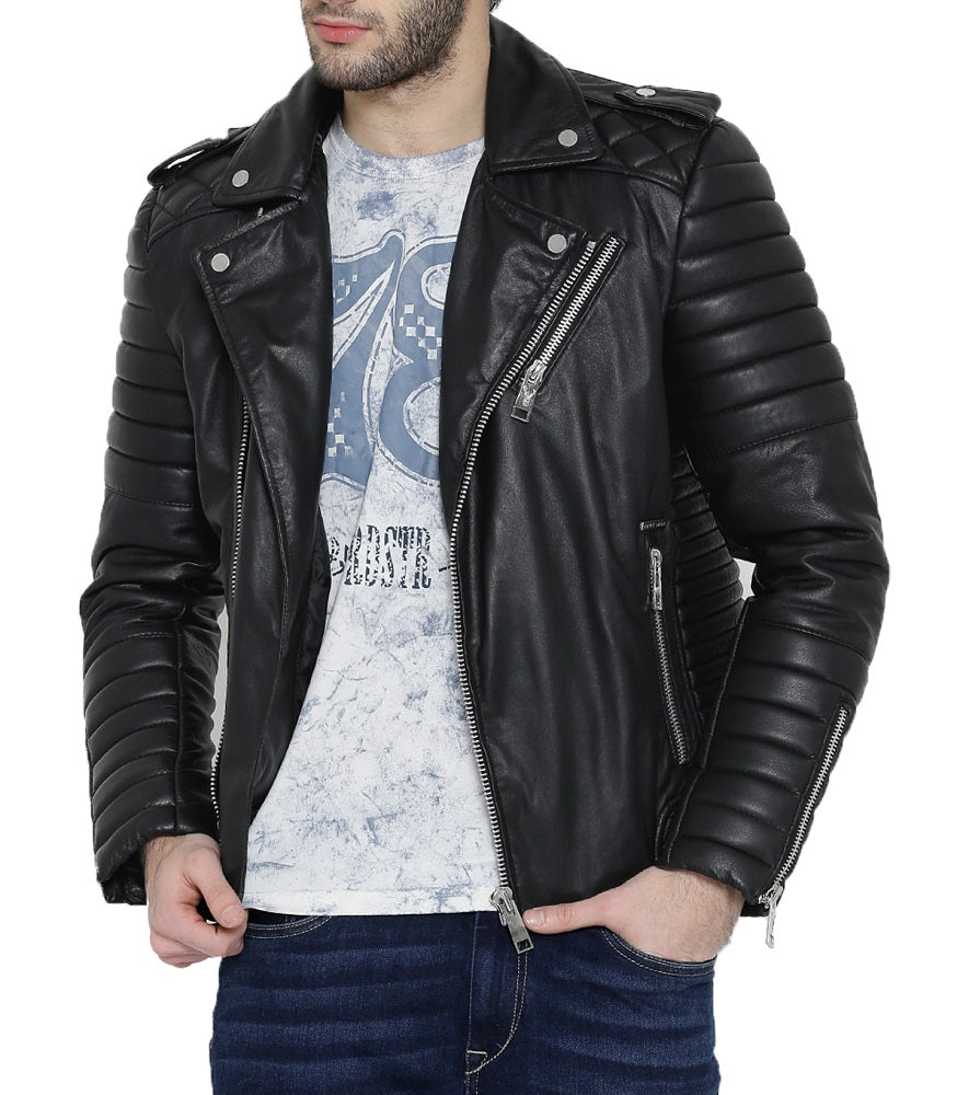 Men Lambskin Genuine Leather Jacket MJ485 freeshipping - SkinOutfit