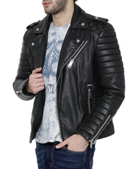 Men Lambskin Genuine Leather Jacket MJ485 freeshipping - SkinOutfit