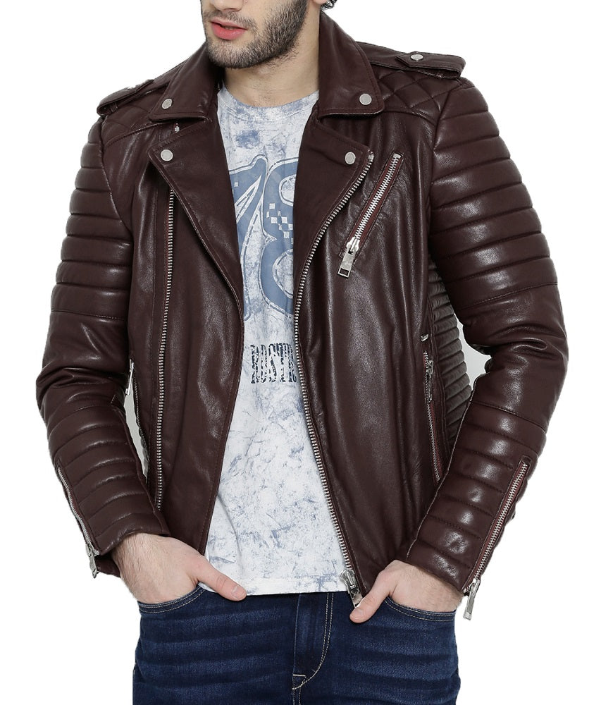 Men Lambskin Genuine Leather Jacket MJ486 freeshipping - SkinOutfit