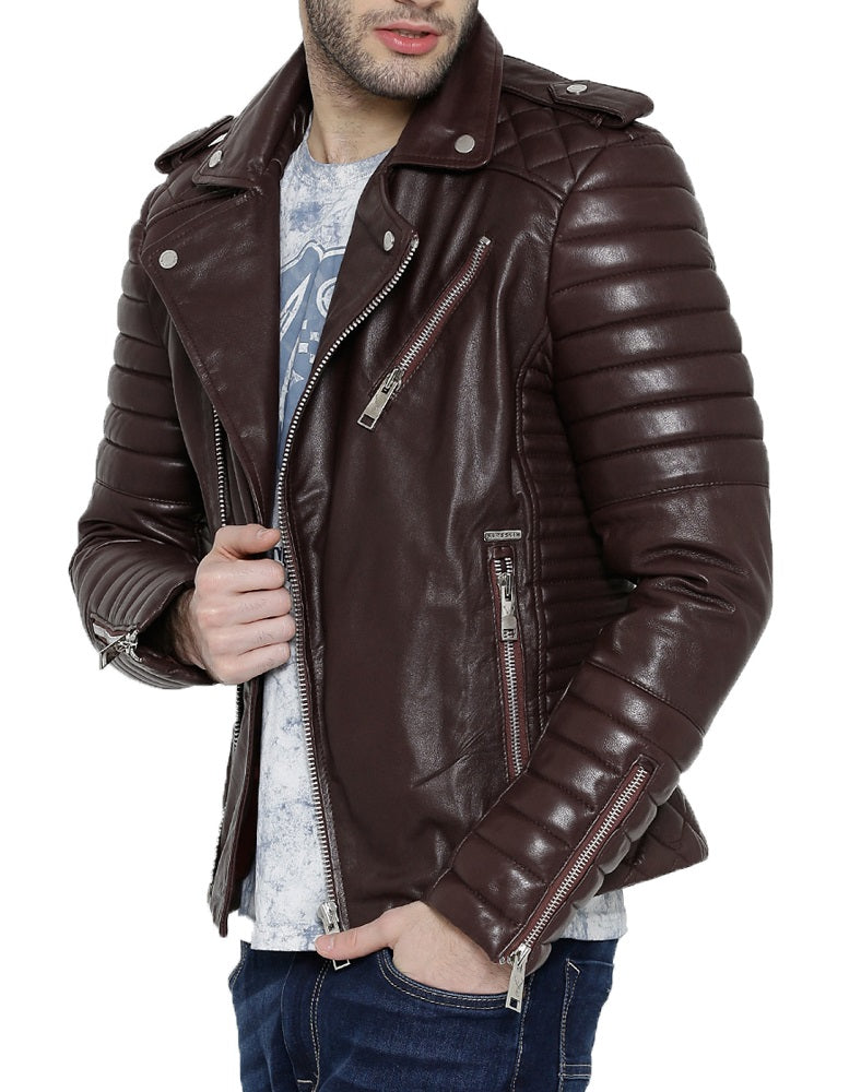 Men Lambskin Genuine Leather Jacket MJ486 freeshipping - SkinOutfit