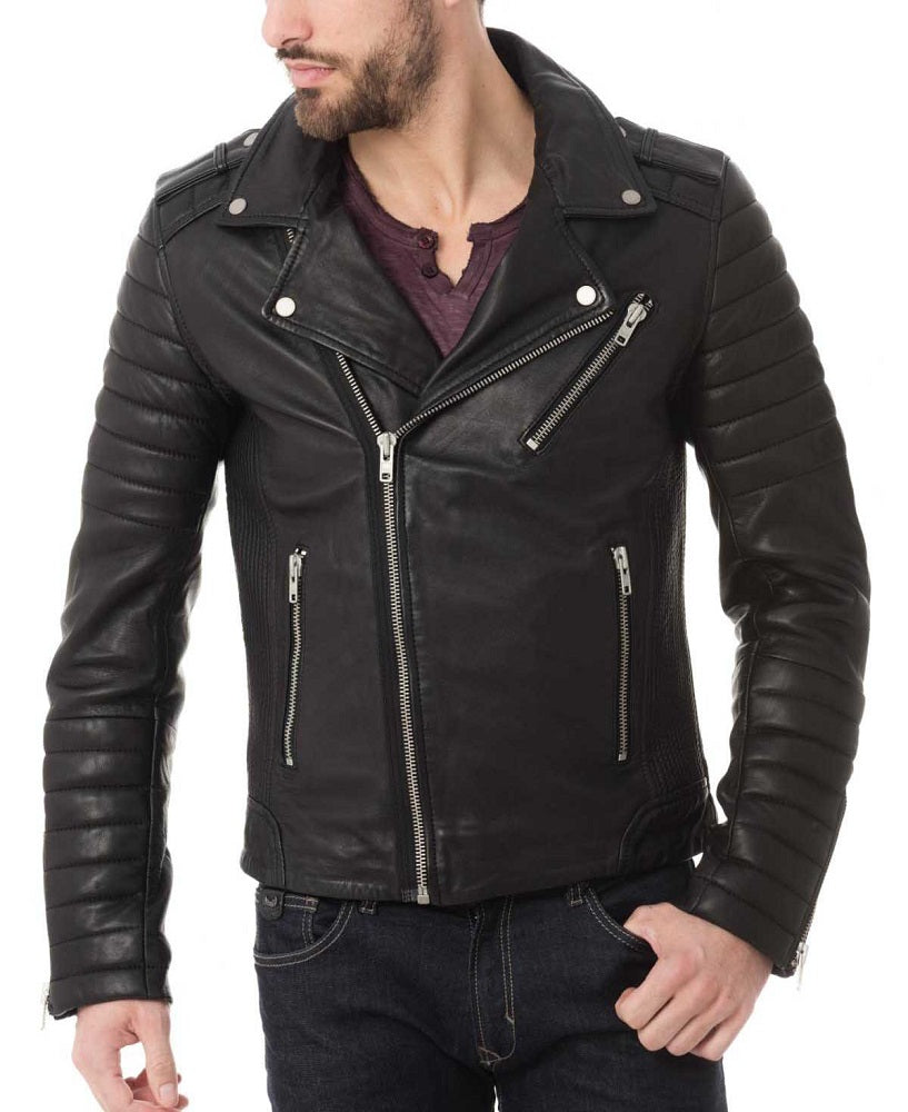 Men Lambskin Genuine Leather Jacket MJ487 freeshipping - SkinOutfit