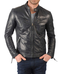 Men Lambskin Genuine Leather Jacket MJ489 freeshipping - SkinOutfit