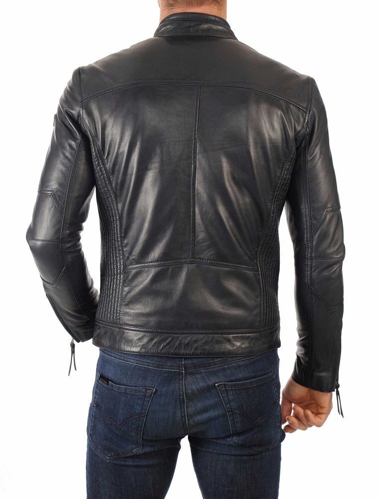 Men Lambskin Genuine Leather Jacket MJ489 freeshipping - SkinOutfit