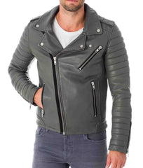 Men Lambskin Genuine Leather Jacket MJ491 freeshipping - SkinOutfit