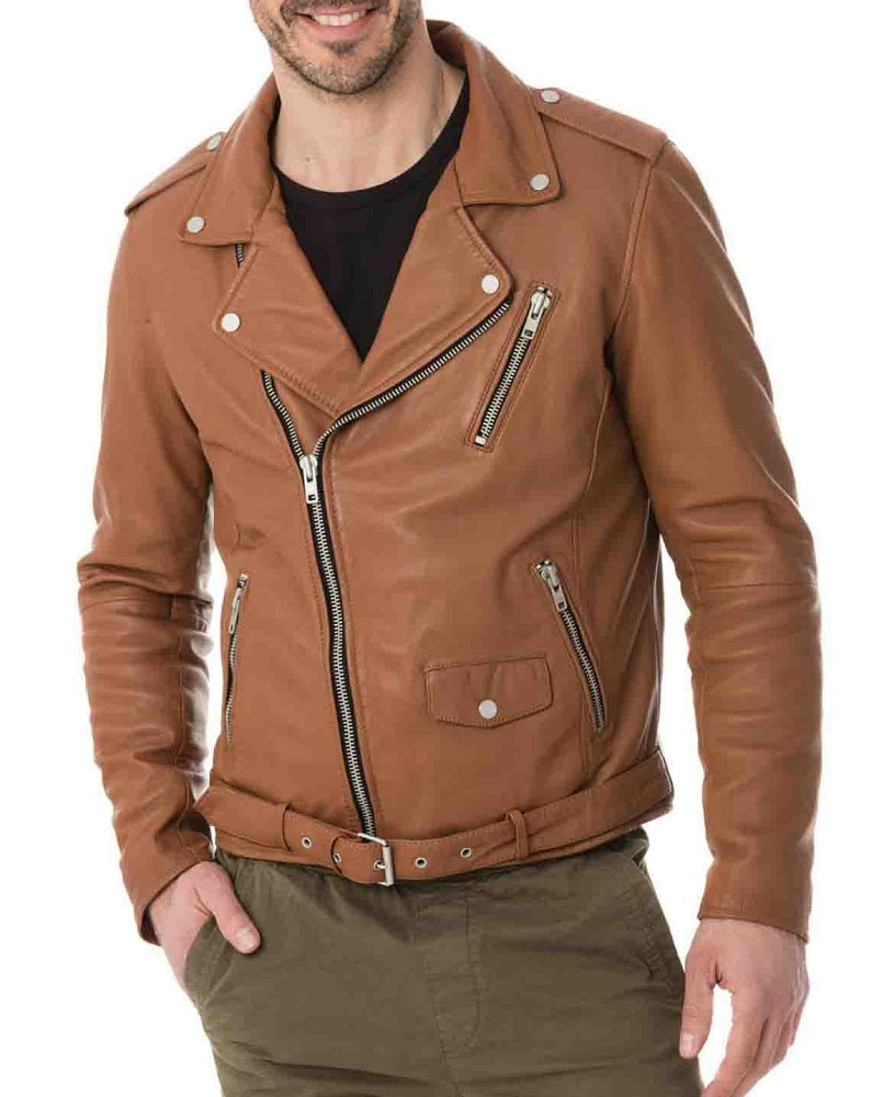 Men Lambskin Genuine Leather Jacket MJ492 freeshipping - SkinOutfit