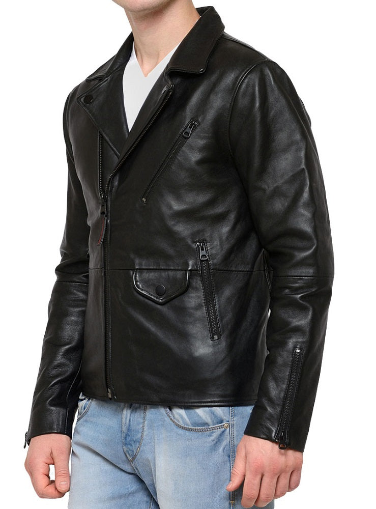 Men Lambskin Genuine Leather Jacket MJ495 freeshipping - SkinOutfit