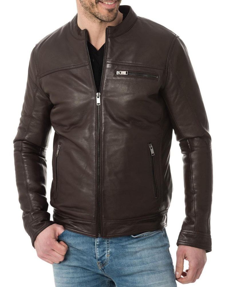 Men Lambskin Genuine Leather Jacket MJ496 freeshipping - SkinOutfit