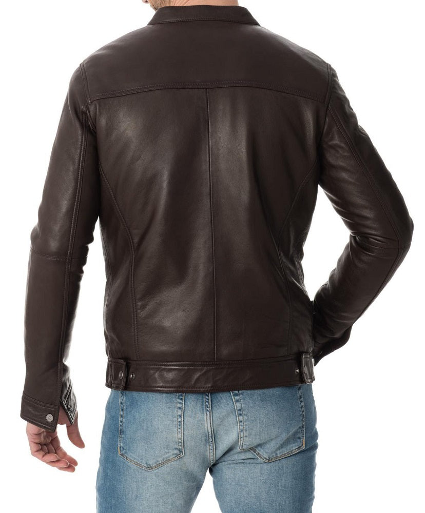 Men Lambskin Genuine Leather Jacket MJ496 freeshipping - SkinOutfit