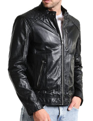 Men Lambskin Genuine Leather Jacket MJ499 freeshipping - SkinOutfit
