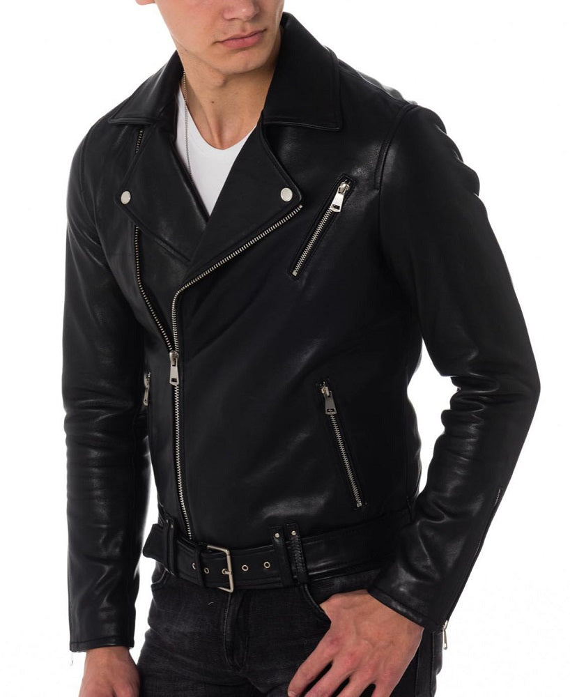 Men Lambskin Genuine Leather Jacket MJ 49 freeshipping - SkinOutfit