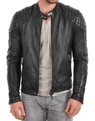 Men Lambskin Genuine Leather Jacket MJ 50 freeshipping - SkinOutfit