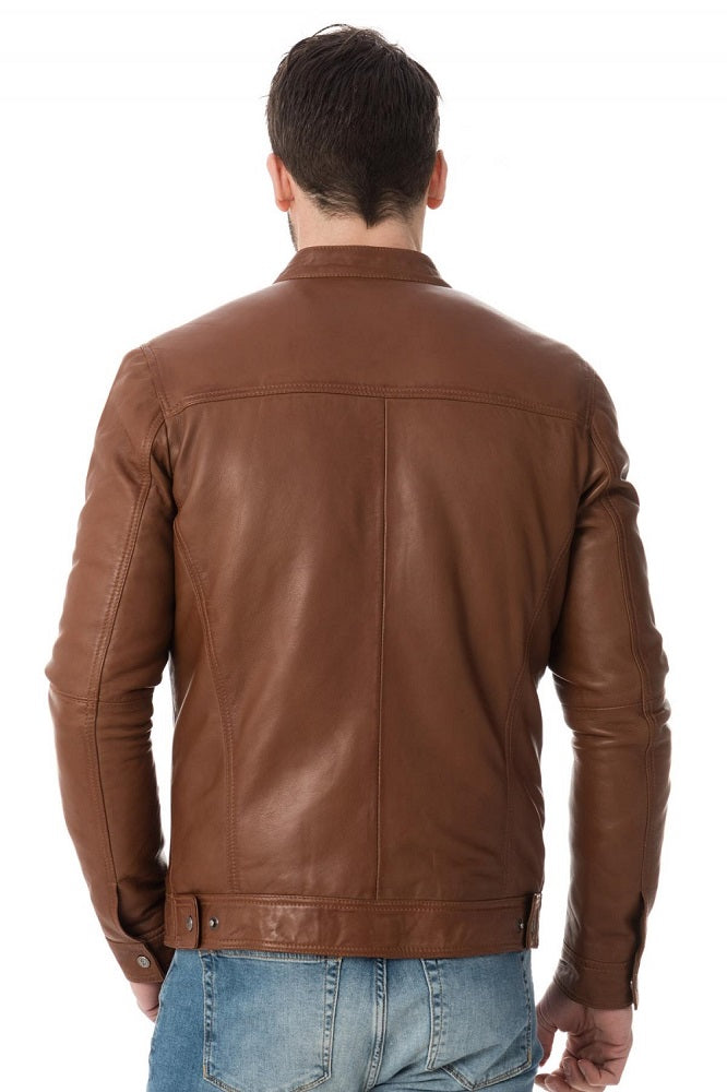Men Genuine Leather Jacket MJ 51 freeshipping - SkinOutfit