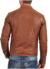 Men Lambskin Genuine Leather Jacket MJ 52 freeshipping - SkinOutfit