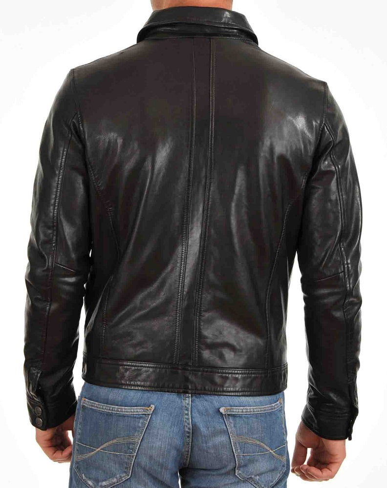 Men Lambskin Genuine Leather Jacket MJ 55 freeshipping - SkinOutfit