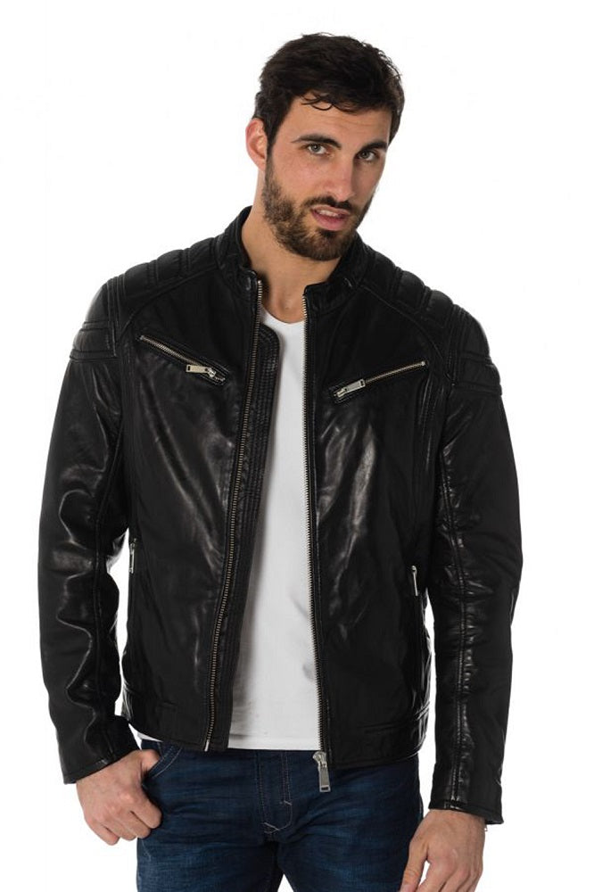 Men Genuine Leather Jacket MJ 56 freeshipping - SkinOutfit