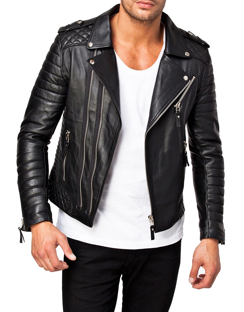 Men Lambskin Genuine Leather Jacket MJ 57 freeshipping - SkinOutfit