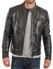 Men Lambskin Genuine Leather Jacket MJ 62 freeshipping - SkinOutfit