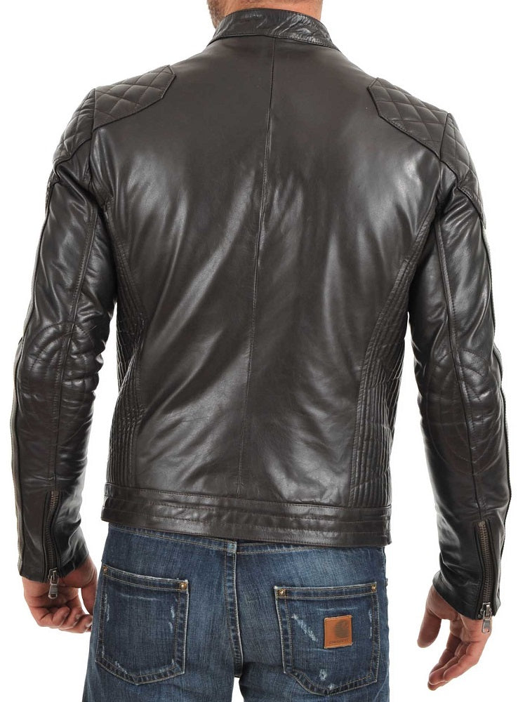 Men Lambskin Genuine Leather Jacket MJ 62 freeshipping - SkinOutfit