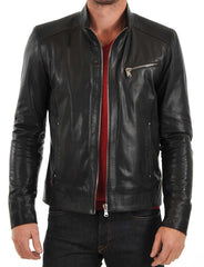 Men Lambskin Genuine Leather Jacket MJ 63 freeshipping - SkinOutfit