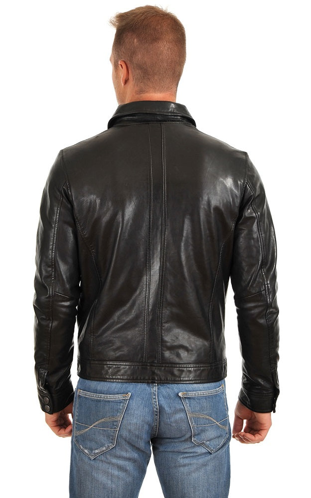 Men Genuine Leather Jacket MJ 64 freeshipping - SkinOutfit