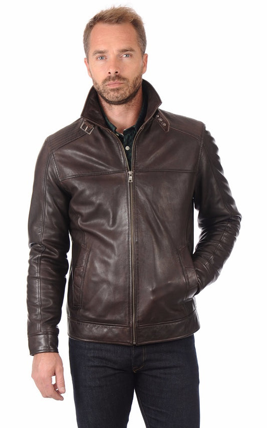 Men Genuine Leather Jacket MJ 67 freeshipping - SkinOutfit