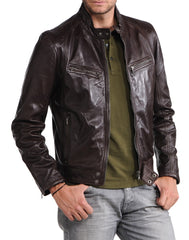 Men Lambskin Genuine Leather Jacket MJ 69 freeshipping - SkinOutfit