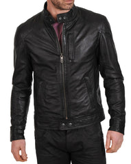 Men Lambskin Genuine Leather Jacket MJ 70 freeshipping - SkinOutfit