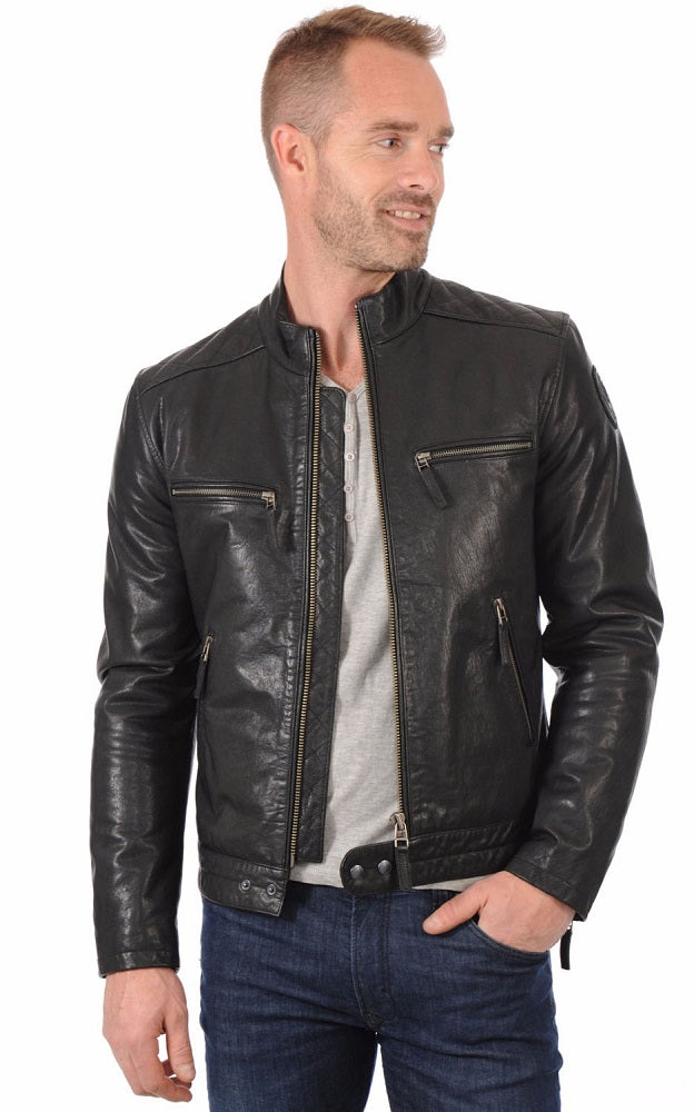Men Genuine Leather Jacket MJ 70 freeshipping - SkinOutfit